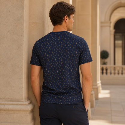 Signature Luxe Tee — Navy & Gold